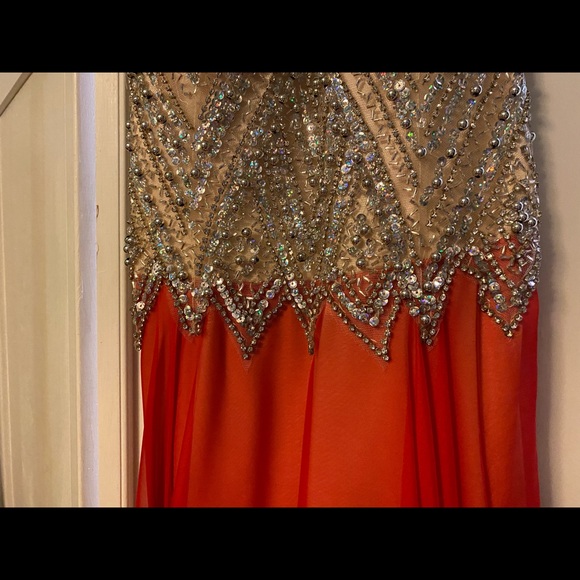 Long Red/Orange sparkle prom dress - Picture 5 of 5